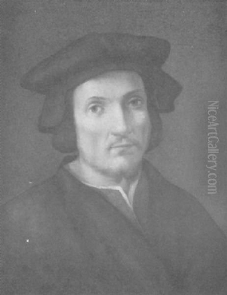 Bildnis Eines Jungen Mannes Im Dreiviertelprofil Mit Barett Und Im Kragenlosen Gewand Oil Painting by Domenico Puligo