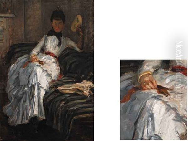 A Visitor Oil Painting by Sarah Henrietta Purser