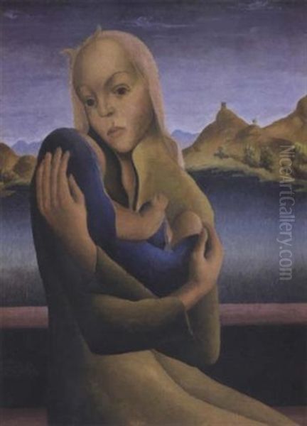Mother And Child 1939 Oil Painting by Peter Ch. Roderick Purves-Smith
