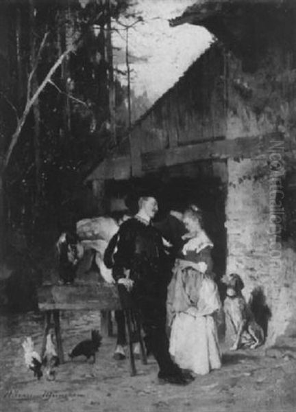 Schakerndes Paar Oil Painting by Friedrich von Puteani