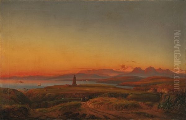 Bay Near Valparaiso, Chile Oil Painting by Josef Karl Berthold Puettner