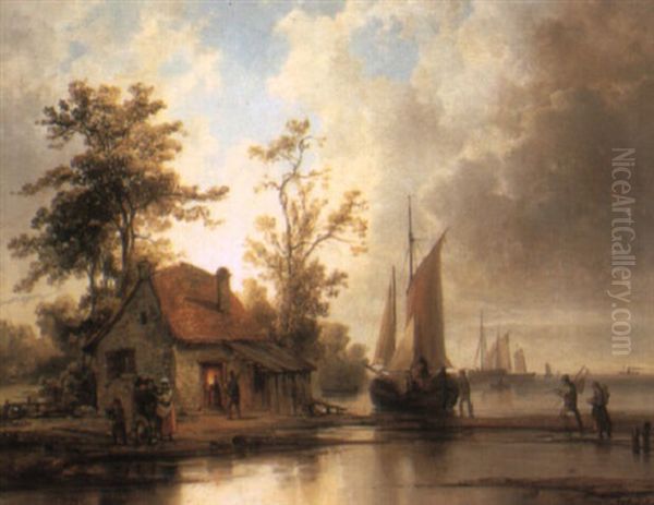 Trying To Land Oil Painting by Josef Karl Berthold Puettner