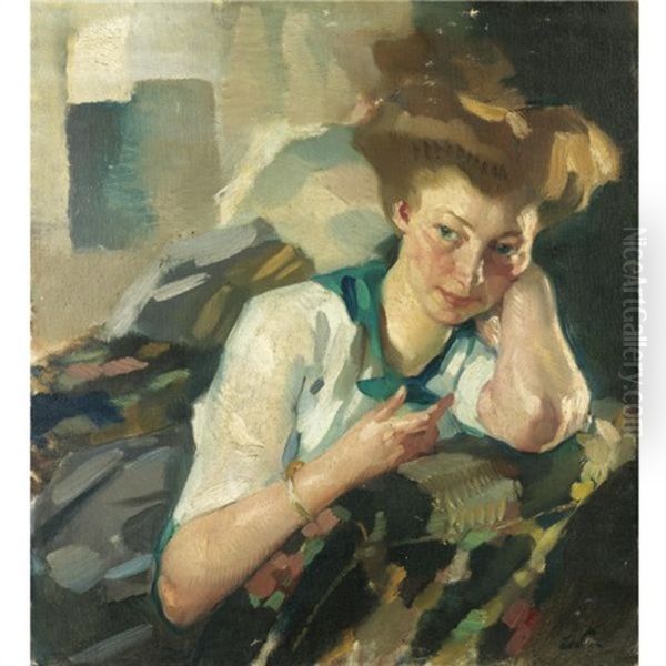 Portrait Einer Jungen Frau Oil Painting by Leo Putz