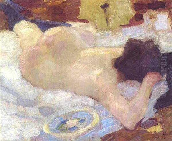 Liegender Akt Oil Painting by Leo Putz