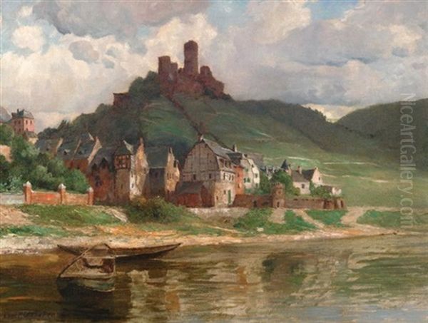 Beilstein. Blick Auf Das Dornroschen Der Mosel Mit Burgruine Metternich Oil Painting by Paul Puetzhofen-Hambuechen