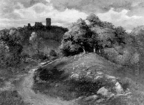 Mittelgebirgslandschaft Mit Burgruine Oil Painting by Paul Puetzhofen-Hambuechen