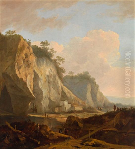 Landschaft Mit Weisem Felsen Oil Painting by Adam Pynacker