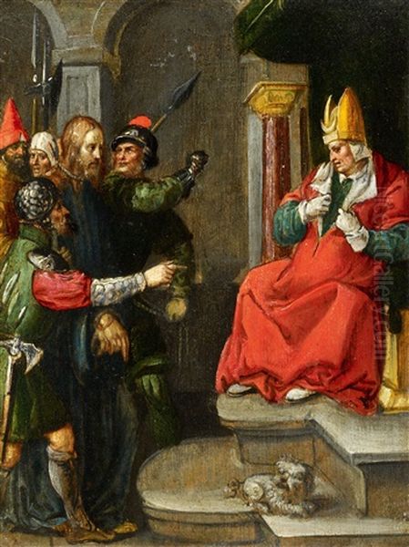 Christ Before Annas Christ Before Caiaphas Oil Painting by Jacob Symonsz Pynas