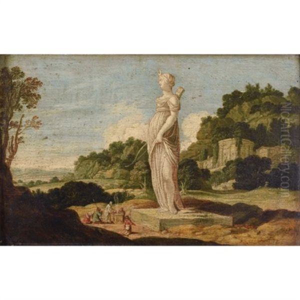 Scene D'adoration Devant Une Statue Colossale De Diane Chasseresse Oil Painting by Jacob Symonsz Pynas