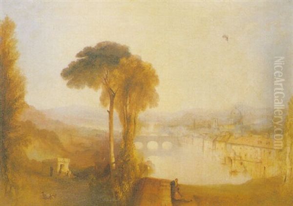 View Of Florence And The River Arno Oil Painting by James Baker Pyne