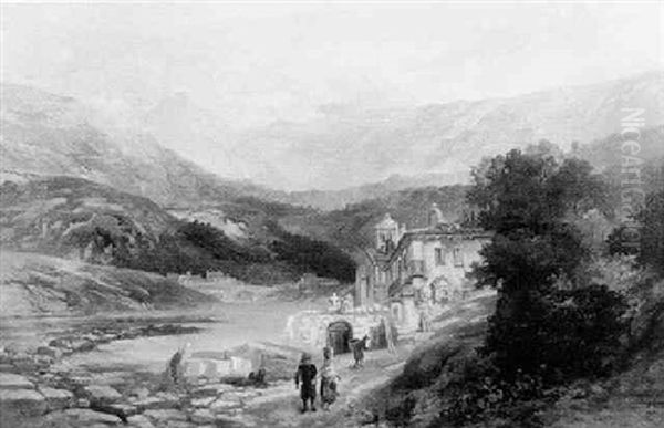 Mountain Village Oil Painting by James Baker Pyne