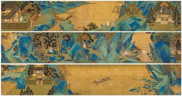 Red Cliffs Oil Painting by Qiu Ying