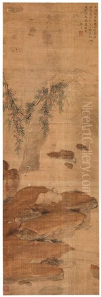 Scholar By The Running Stream Oil Painting by Qiu Ying