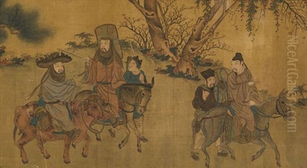 Travelling Oil Painting by Qiu Ying