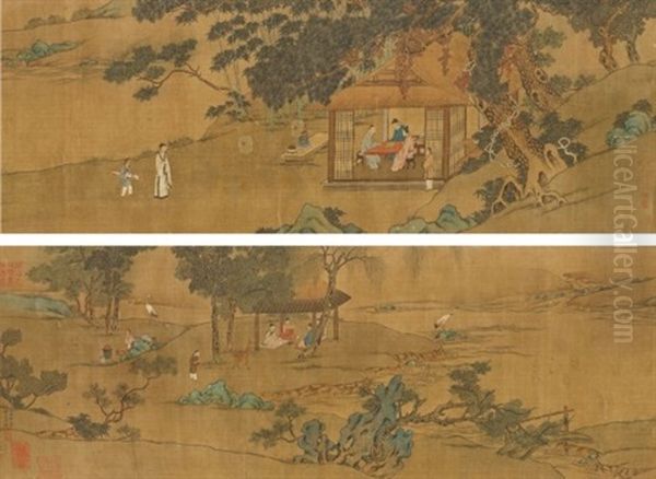 Gathering In The West Garden Oil Painting by Qiu Ying