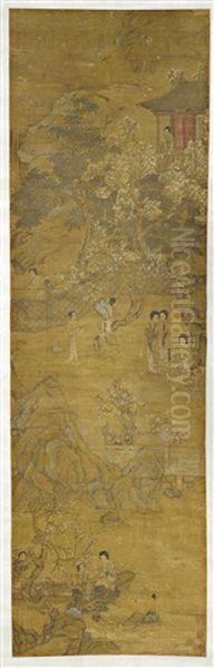 A Figure Painting Of Ladys In A Garden Oil Painting by Qiu Ying