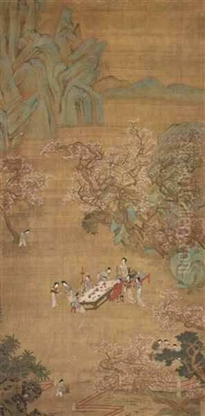 Spring Gathering Oil Painting by Qiu Ying