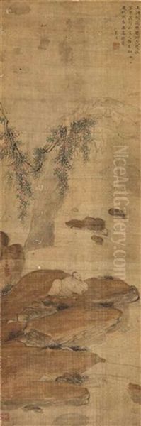 Scholar Watching Running Stream Oil Painting by Qiu Ying