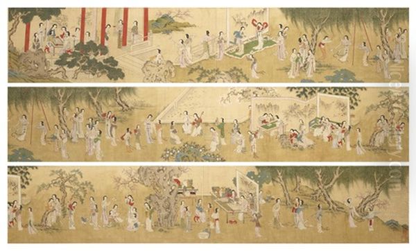 One Hundred Beauties Oil Painting by Qiu Ying