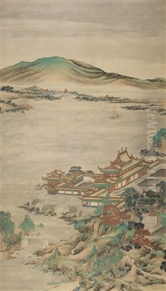 Palais Des Immortels Oil Painting by Qiu Ying