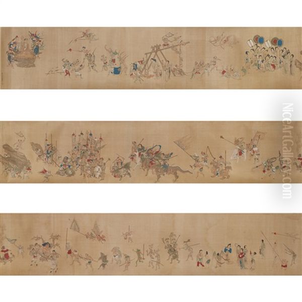 Handscroll, Folklore Story Oil Painting by Qiu Ying