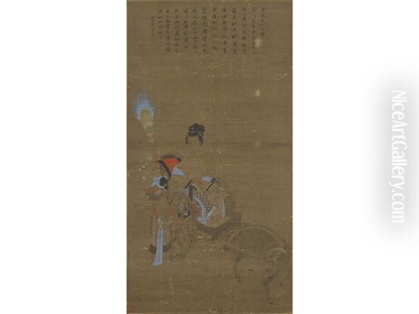 Two Ladies Oil Painting by Qiu Ying