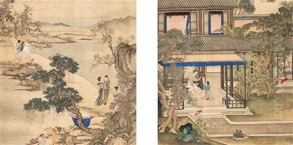 Figures (12 Works) Oil Painting by Qiu Ying