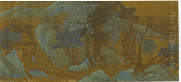 Blue/green Landscape Oil Painting by Qiu Ying