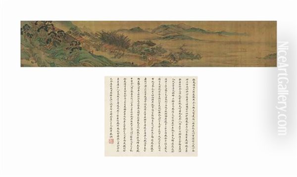 The Han Jun Villa Amidst Bamboo Groves Oil Painting by Qiu Ying