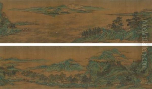 Rivers And Mountains Without End Oil Painting by Qiu Ying