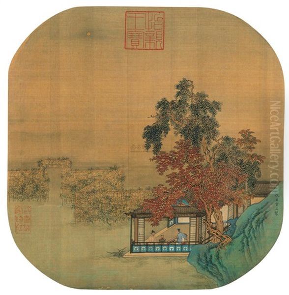 Listening To The Zither Oil Painting by Qiu Ying