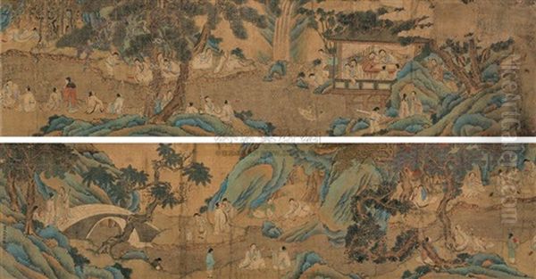 Character And Landscape Oil Painting by Qiu Ying