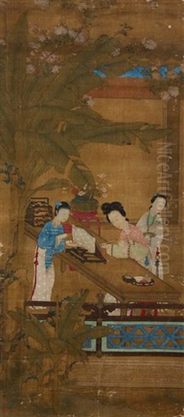 Lady Oil Painting by Qiu Ying