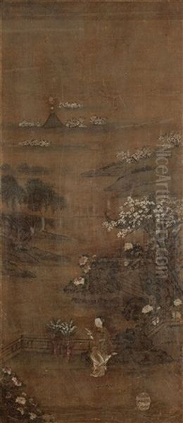 Character And Landscape Oil Painting by Qiu Ying