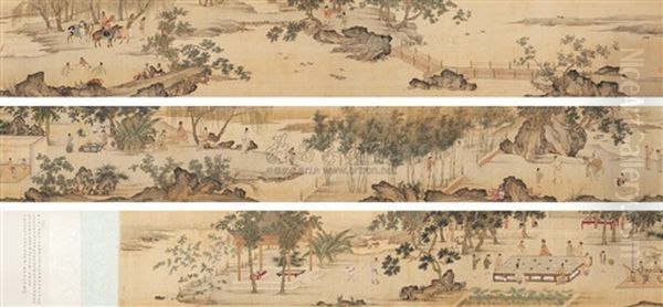 Character And Landscape Oil Painting by Qiu Ying