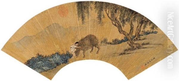 Herding At Villow Oil Painting by Qiu Ying