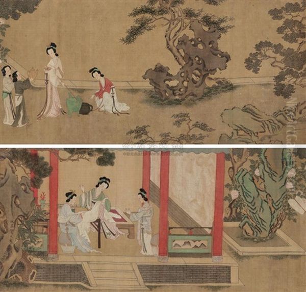 Untitled Oil Painting by Qiu Ying