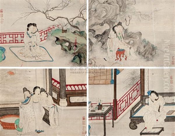 Untitled (album W/4 Works) Oil Painting by Qiu Ying