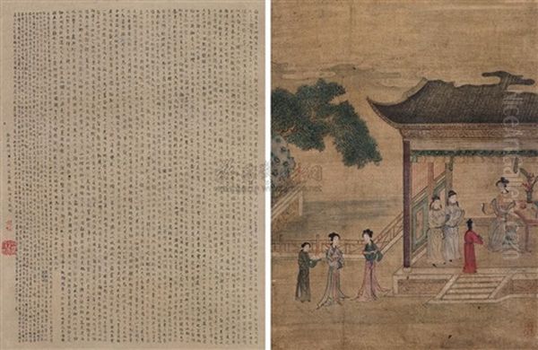 Untitled (in 2 Parts) Oil Painting by Qiu Ying