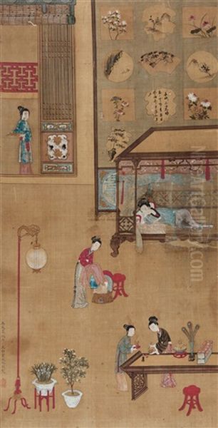 Untitled Oil Painting by Qiu Ying