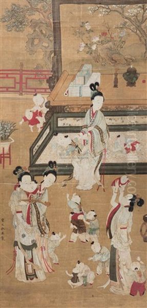 Untitled Oil Painting by Qiu Ying