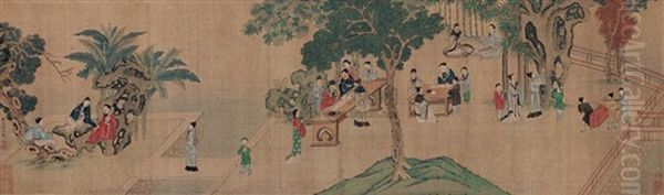 Character Story Oil Painting by Qiu Ying