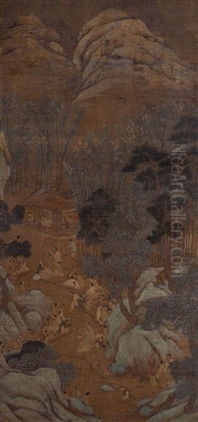 Gathering At Lanting Oil Painting by Qiu Ying