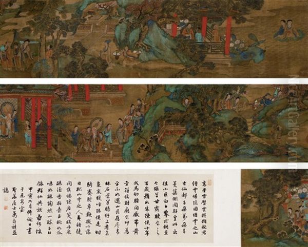 Figures (2 Works) Oil Painting by Qiu Ying