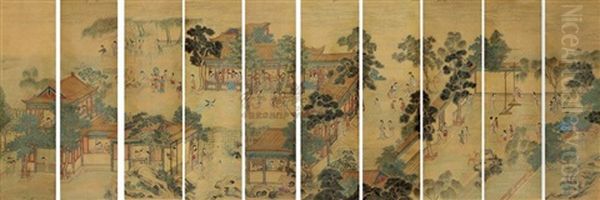 Figure (in 10 Parts) Oil Painting by Qiu Ying