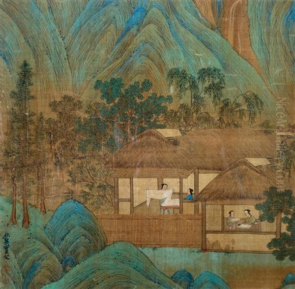 Landscape And Character Oil Painting by Qiu Ying