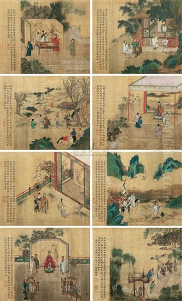 Landscape And Character Oil Painting by Qiu Ying