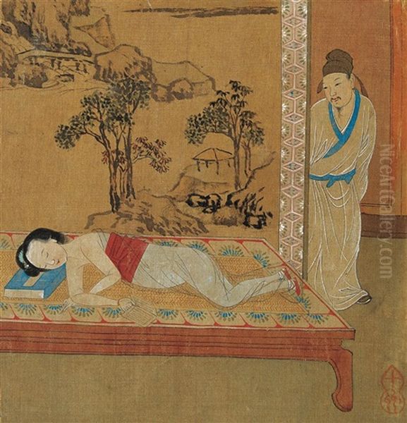 Character Oil Painting by Qiu Ying