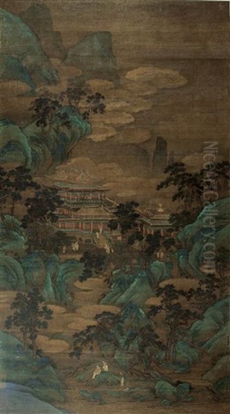 Landscape And Character Oil Painting by Qiu Ying