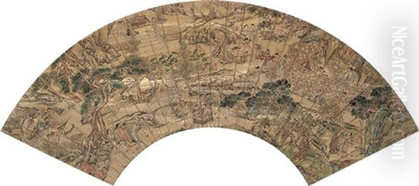 Landscape And Character Oil Painting by Qiu Ying